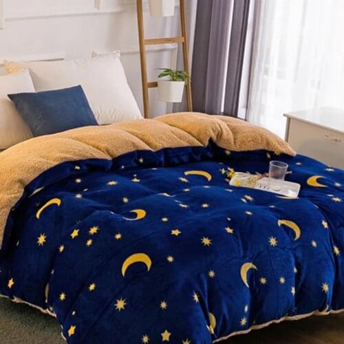 Twin queen king size Thick warm Quilts Duvet Luxury Printed patchwork Lamb cashmere Winter Blanket Bedding Comforter quilted