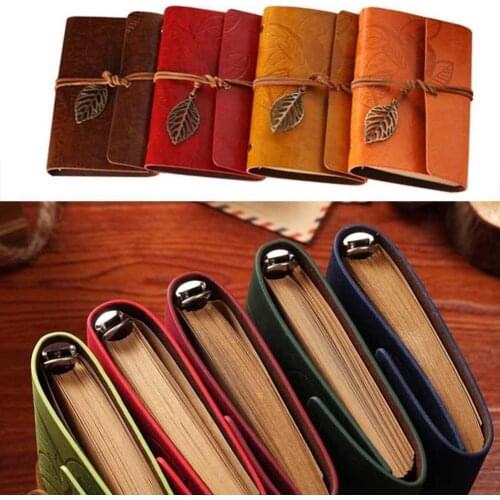 Vintage Retro Loose-leaf Notebook Faux Leather Leaf Notepad Journal Diary Gift