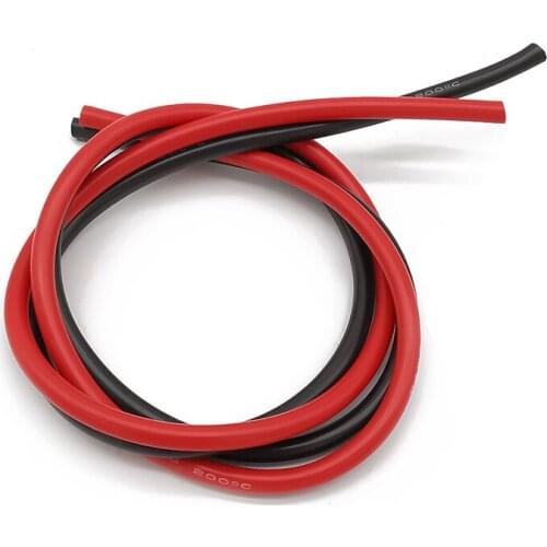 1Meter Red+1Meter Black 8AWG Silicone Wire High Temperature Resistant Flexible Soft Silicon Gel Wire Cable