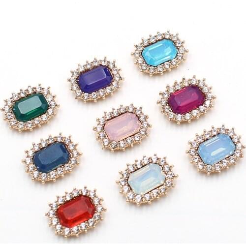 10Pcs 23*19MM Resin Rhinestones Inlaid on Metal Buttons for clothing Sewing Accessories DIY Iadybug Rhinestones for Needlework