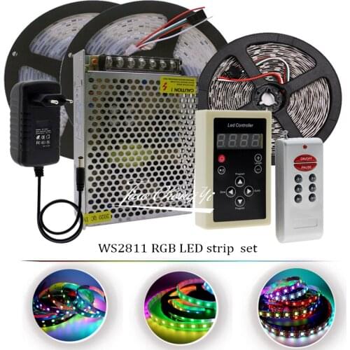12V RGB Dream full color 5050 WS2811 30LED/M LED Strip Light +RF Remote controller + LED Power kit