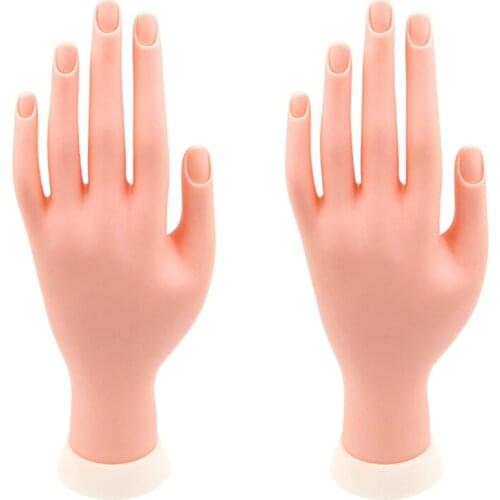 2Pcs Pro Practice Nail Art Hand Soft Training Display Model Hands Flexible Prosthetic Personal Salon Manicure Tools