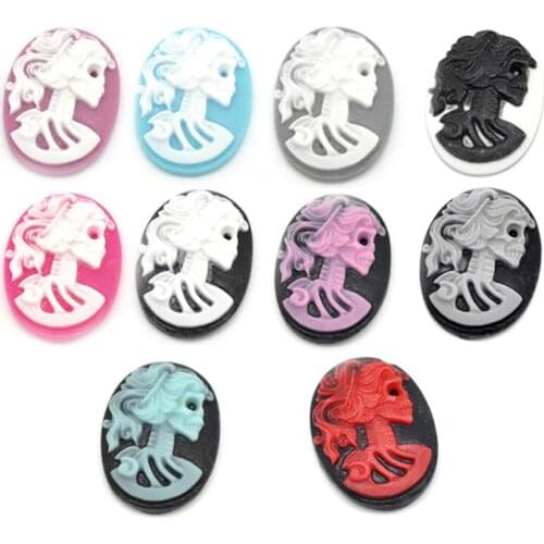 20pcs 25x18mm Skull Resin Flatback Cabochon Jewelry Findings Scrapbooking For Jewelry Making Supplies & Accessories For Pendants