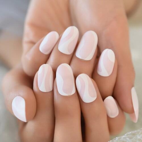 24Pcs/set Full Cover Matte Baby Pink Short Round Press on Nails Mix Color Wearable Fake Nail Tips 1 Sheet Jelly Glue for Girls