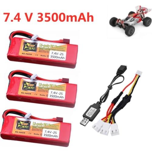 2s 7.4 V 3500mAh Lipo battery for Wltoys 1/14 144001 RC car boat Spare Parts 2s 7.4v Lipo battery with USB charger