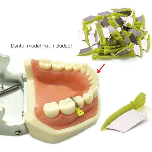 50 PCS Plastic Wedge Knife with Protection Dental Steel Matrix Dental Wedge Guard with Metal Dental Materials Tool