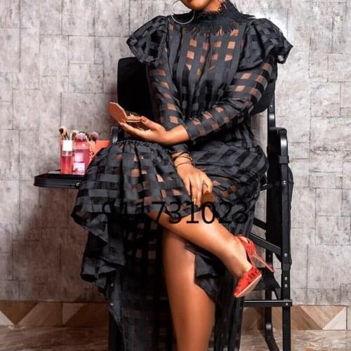 5XL African Dresses for Women Africa Clothes Hollow Out Black Dress Dashiki Ladies Clothing Ankara Plus Size Africa Women Dress