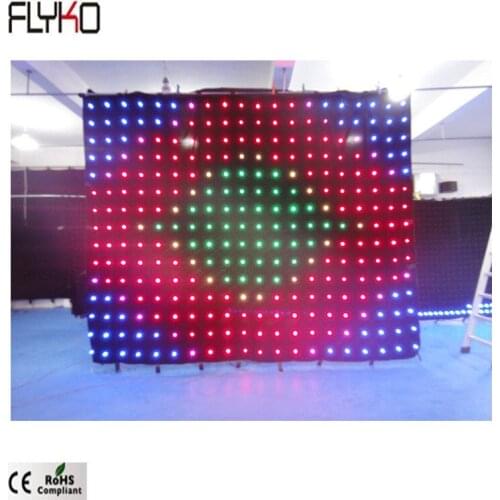 Free Shipping P20cm 3X4m full color LED Video Curtain for Stage backdrop Wedding Decoration