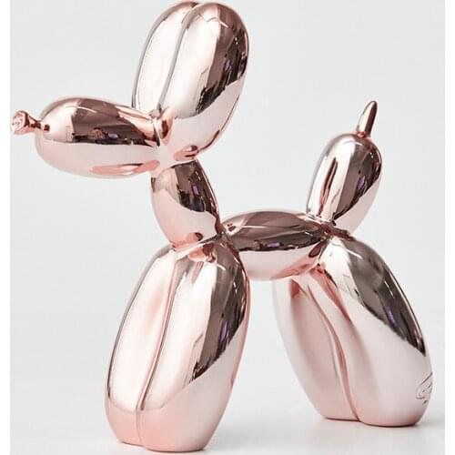 SHINY BALLOONS DOG STATUE ANIMAL ART SCULPTURE RESIN CRAFTWORK HOME DECORATION ORNAMENT TABLE PIECE