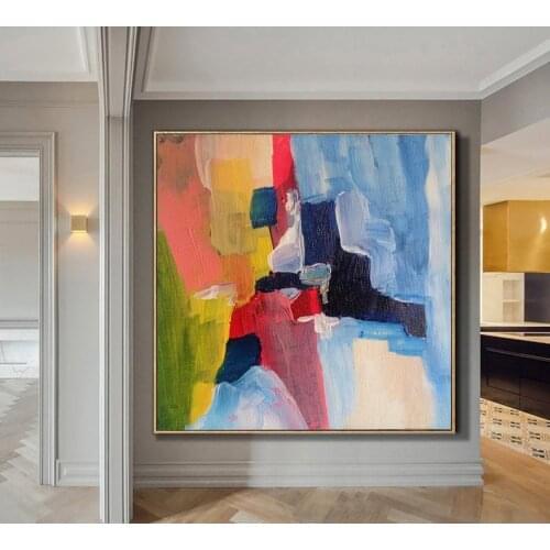 Large Painting On Canvas Oversize Painting Colorful Painting Blue Painting Red Painting Abstract Painting Dine Room Wall Art