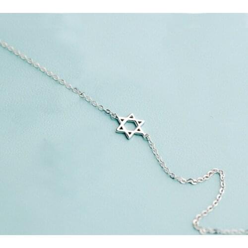 Daisies 925 Sterling Silver David Star Bracelet & Bangle For Women Girl Gift Charm Link Chain Adjustable Bijoux Femme