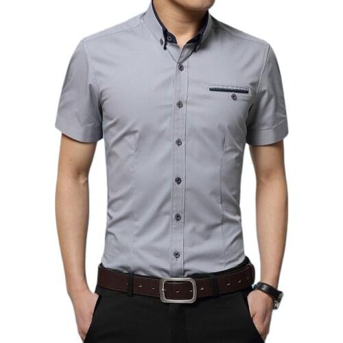 Brand Mens Summer Business Shirt Short Sleeves Casual Social Formal Shirt Turn-Down Collar Men Shirts 8 colors Big Size M-5XL