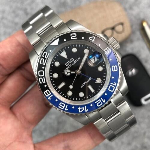 40mm Automatic Mechanical Mens Watch Luxury Brand GMT Sapphire Crystal Ceramic Bezel Luminous Waterproof Male Wristwatch