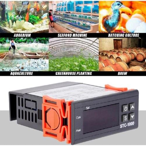 Black Digital STC-1000 LCD Temperature Controller Thermostat Diagnostic NTC Instrument Temperature Sensor Tool With Aquariu H4F4