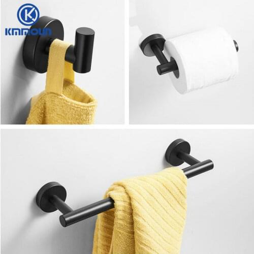Black 304 Stainless Steel Towel Bar Robe Hooks Single Towel Hooks Towel Rack Paper Holder Bathroom Hardware