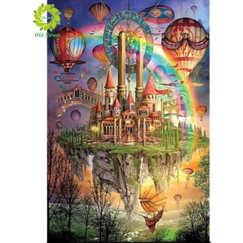 DIY diamond painting colorful world landscape round diamond embroidery mosaic home decoration pattern handmade mosaic round rhin