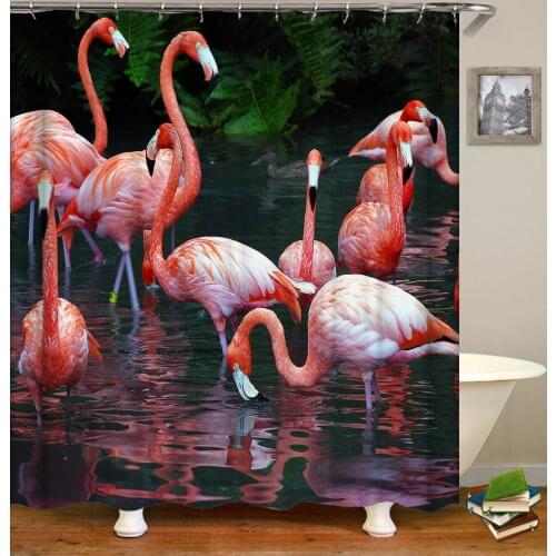 Home Decor Animal Shower Curtains Flamingo Phoenix Parrot Pattern Curtains for Bathroom Waterproof Fabric Bath Curtains