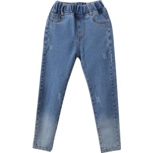 Girls' Jeans Spring and Autumn Clothes New Korean Style Childrens Self-cultivation Feet Pants Western-style Tight Pants
