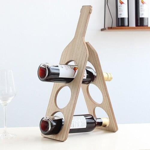 European wooden wine frame creative wine rack modern solid log decoration personality living room wine cabinet bottle shelf