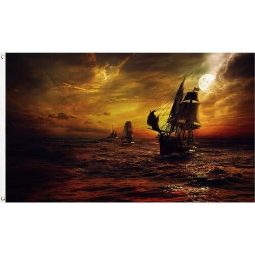 60x90cm/90x150cm Pirate Boat Flag 2x3ft/3x5ft Retro Decorate Banner