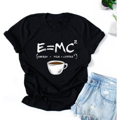 Energy=milk+coffee Harajuku T Shirt Women Creativity Tee Clothes T-Shirts Fashion Summer Tshirt Oversized Breathable Womens Tops