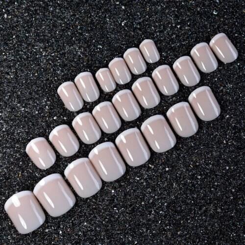 Artificial Fake Nail Tips Natural French Short Nails Beige Natural False Nails Press On Nail Daily Style Z448