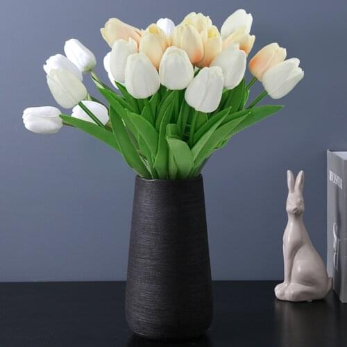Tulip Artificial Bouquet PU Living Room Bedroom Home Decoration Wedding Supplies Garden Ornament 10Pcs Real Touch Flower Fake