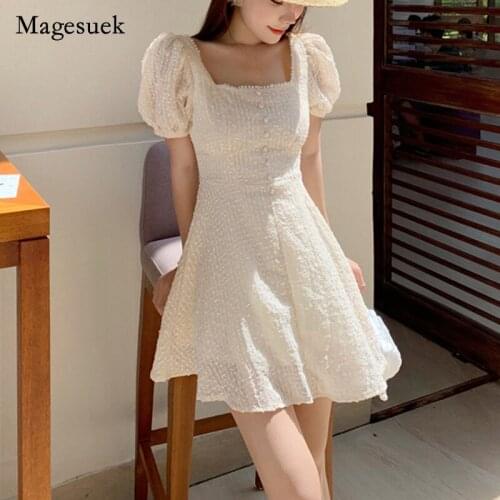 Korean Dress Mini Dress High Waist Plus Size Dresses for Women Women Casual Short Sleeve Solid Apricot Summer Dress 9239 50