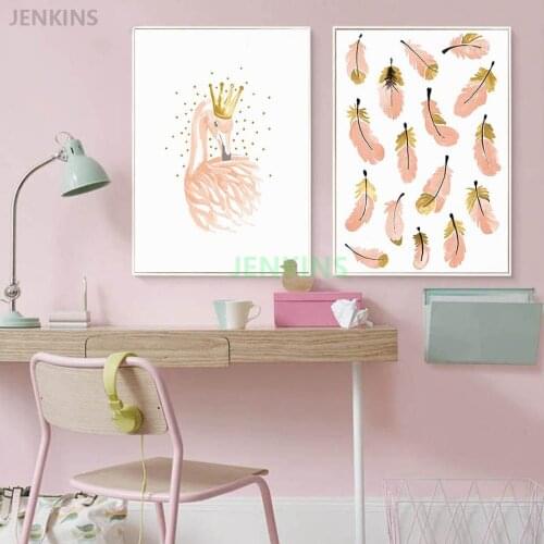 Cartoon Wall Art Pictures Jenkins Feather Canvas Painting Posters And Prints For Living Room Nursery Girl Bedroom Decoration