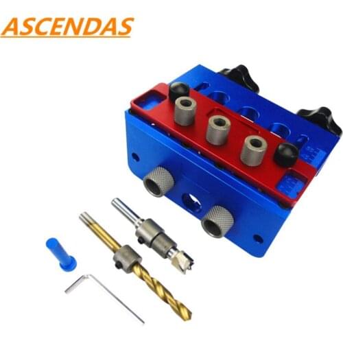 ASCENDAS 3 In 1 Woodworking Drill Guide Set Hole Puncher Dowelling Jig Self Tighen Clamp Dowel Tenon Punching TP-0198