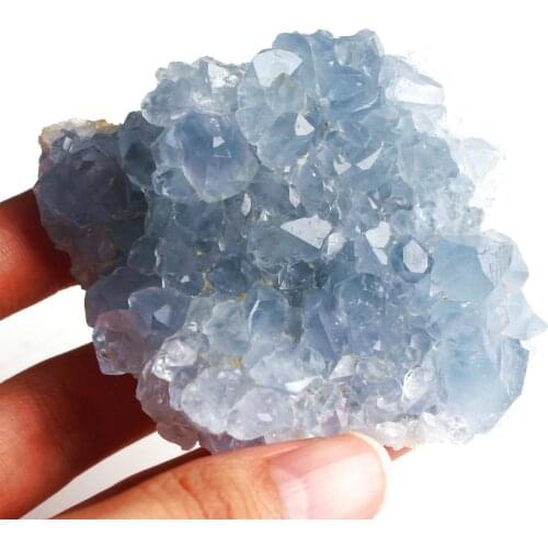 1Pc Natural Blue Celestite Crystal Druzy Cluster Sky Blue Geode Mineral Specimen From Madagascar