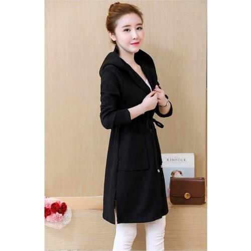 2021 New Women Knitwear Cardigan Coats Jackets Korean Hooded Long Outerwear Plus Size 5XL Female Casual Tops Spring autumnCoat