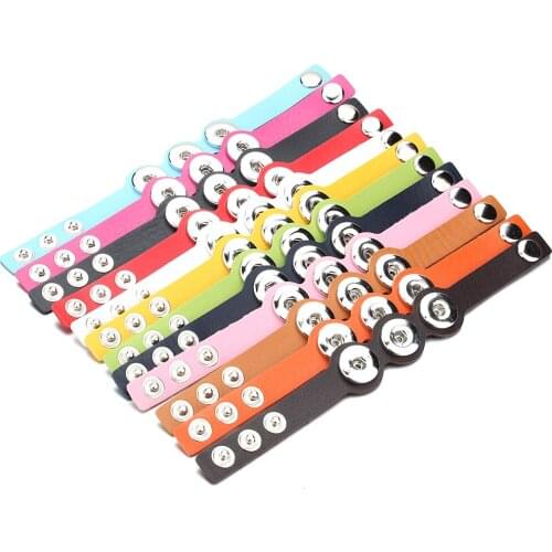 New Snap Jewelry Three Button Wristband Leather Snap Bracelet Bangles Fit 18mm Snap Button Jewelry for Women Men DIY Bracelet