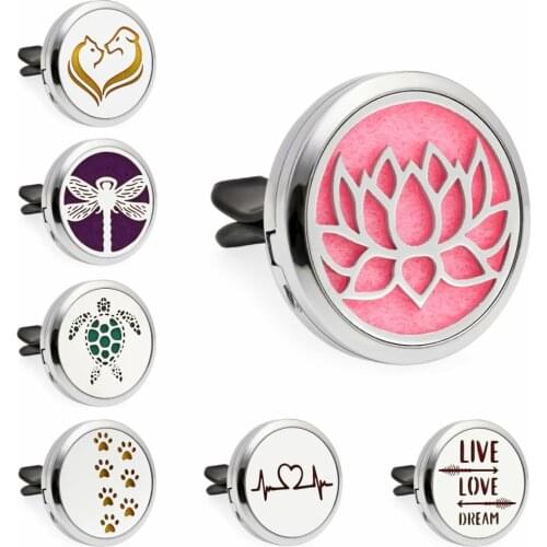 Lotus Flower Car Air Freshener 30mm Essential Oil Car Vent Clips Car Diffuser Locket 10pcs free pads randomly