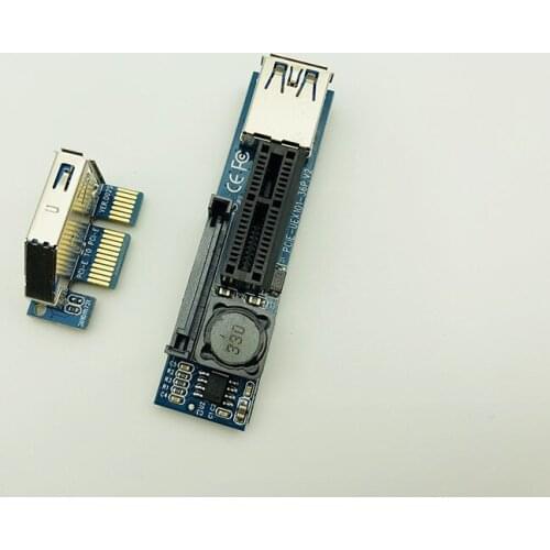 PCI-E Extender PCI E 1X to 1X Riser USB 3.0 Cable SATA Power Working for Motherboard PCI-E x1 Slot Bitcoin Miner Antminer Mining