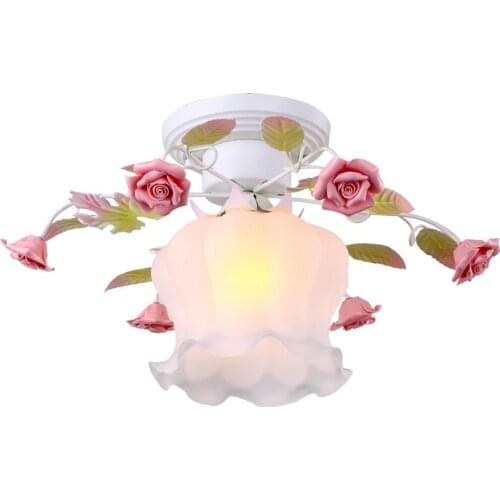 Pastoral Flowers Princess Room Ceiling Lamp European Fashion Bedroom Ceiling Lights Hallway Balcony Fixtures