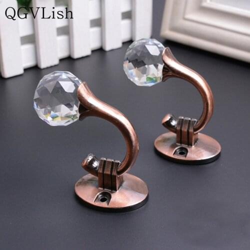 QGVLish 2Pcs/Pair Crystal Ball Curtain Hooks Cloth Hat Tassel Tower Hanger Holder Curtain Accessories Drapery Wall Hook Holdback