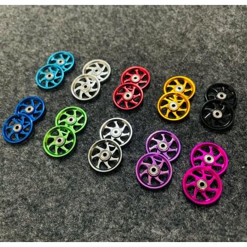 2pcs Homemade 19mm Aluminum Rollers 7-Spokes Lightweight Smooth Ball Bearing Guide Wheels Accessories for Tamiya Mini 4WD Car