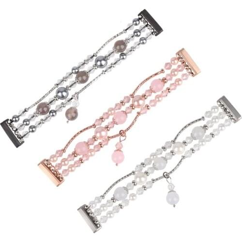 Luxury Precision Agate Beads Wrist Loop Band Smart Strap for Fitbit Versa 3/Sense