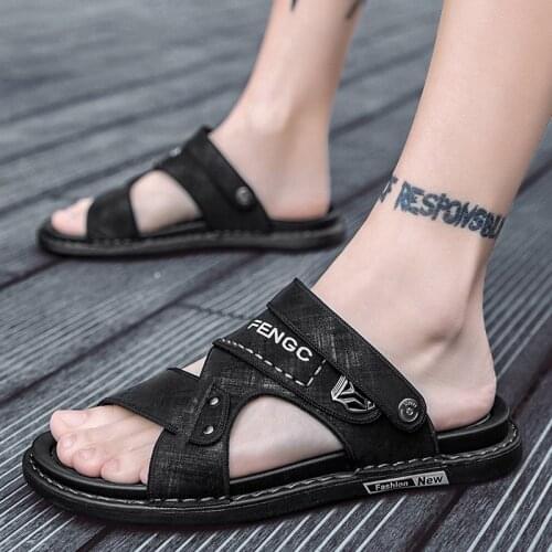 Mens Sandals 2021 Drive Men Sandals New Tide Antiskid Soft Bottom Summer Slippers Leisure Wear Sandals Outside Waterproof