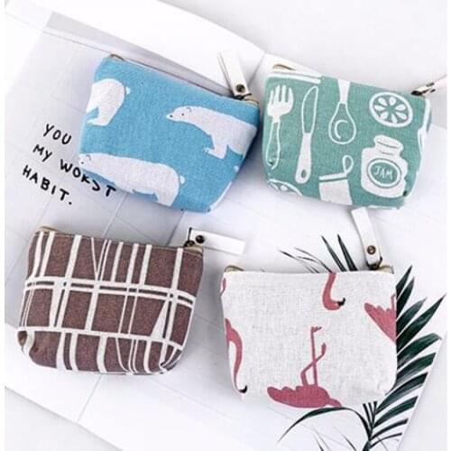 Fashion Ladies Fabric Mini Wallet Card Key Holder Zip Coin Purse Clutch Bag Small Handbag Bag Wrist Coin Wallet Pouch