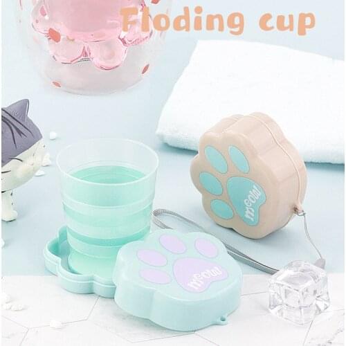 Cartoons Cat Paw Folding Telescopic Cup Child Convenient Drinking Cup Cute Small Grip Mug For Children