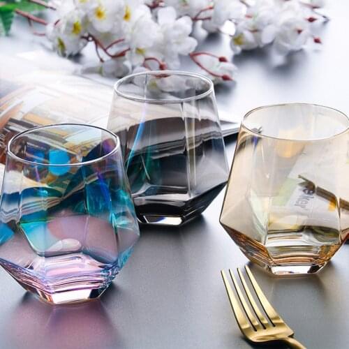 Geometry Whisky Glass Diamond Crystal Glass Cup Juice Water Glass Cup Home Bar Drinkware Couple Gifts