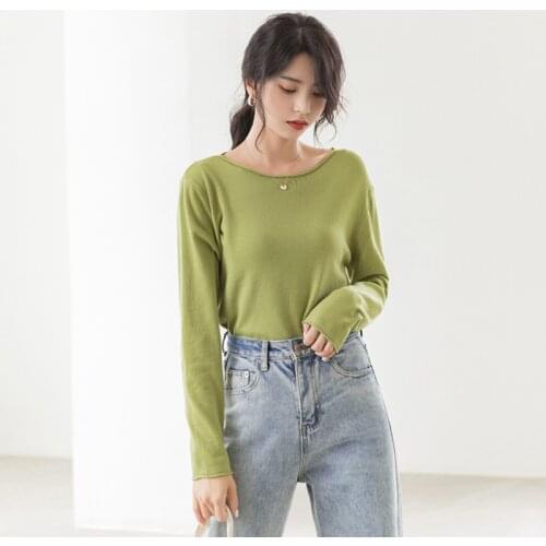 Korean New Loose Casual Sweater Women Spring Autumn New Solid Long Sleeve Top Women Pullover O-neck Sweater Women