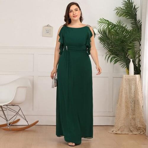 Evening Dress O-Neck Simple Pleat Spaghetti Strap Elegant A-Line Sleeveless Floor-Length New Plus Size Women Formal Gowns D927