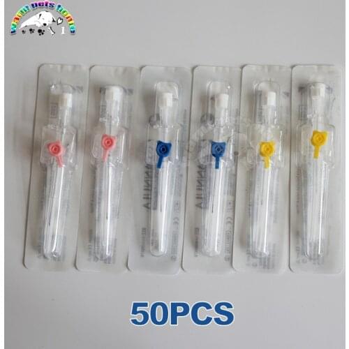50pcs Veterinary IV cannula IV Catheter with Injection Valve Intravenous Catheter Injection Port Type 20G 22G 24G