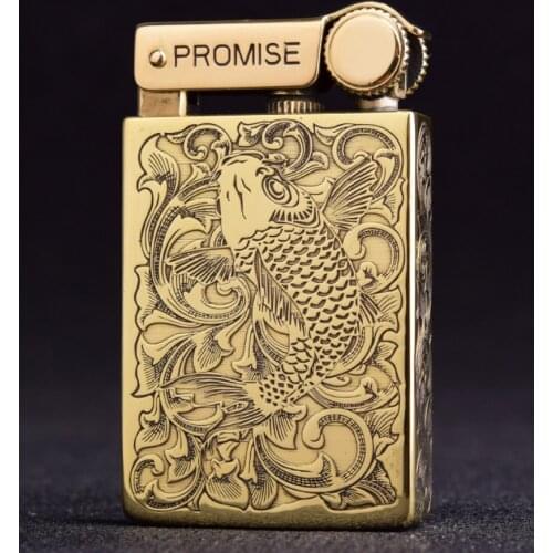 Promise Vintage dragon fine carving gasoline petroleum oil cigarette lighter men Collect gift (no Kerosene) Handmade 4 to 7 day