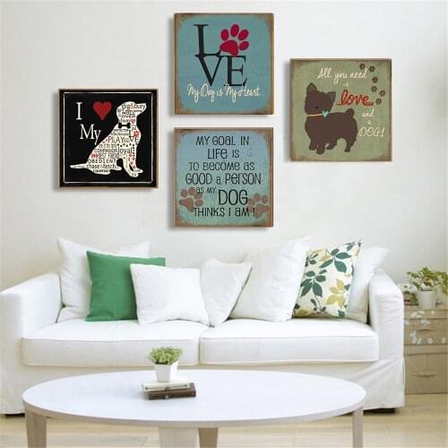 Vintage Posters and Prints I Love My Dog Quotes Hanging Wall Art Retro Canvas Pictures for Living Room Home Decor Drop Shipping