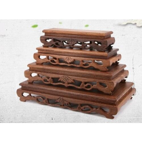 Carved Wenge Base Stoneornaments bonsai teapot base flower pot incense burner Buddha statue mahogany handicraft rectangular base
