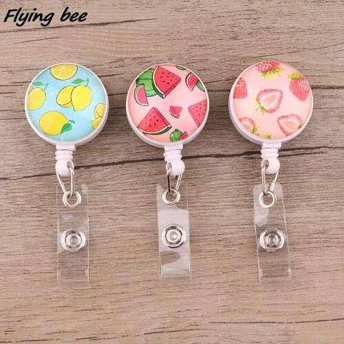 X2094 1pcs Hot Fruits Watermelon Strawberry Lemon Badge Reel Clip Student Worker Friends Exquisite IC Card Badge Holder Gift